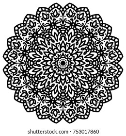Round mandala. Vector illustration. Coloring book page. Oriental pattern. Islam, Arabic, Indian, pakistan, chinese, mystic, ottoman motifs.