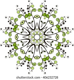 Round Mandala vector illustration Round floral hand drawn frame Wreath with leafs