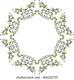 Round Mandala vector illustration Round floral hand drawn frame Wreath with leafs
