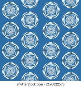 Round mandala wheel blue purple seamless pattern, symmetrical color background for textile and wrapping paper design
