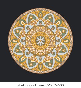 Round mandalas in vector. Abstract design element. Decorative retro ornament. Graphic template for your design.