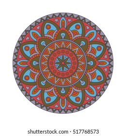 Round mandalas in vector. Abstract design element. Decorative retro ornament. Graphic template for your design.