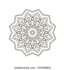 Round mandalas in vector. Abstract design element. Decorative retro ornament. Graphic template for your design.