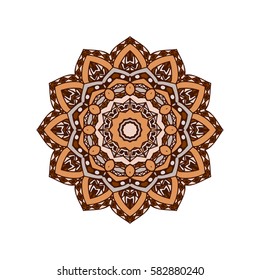 Round mandalas in vector. Abstract design element. Decorative retro ornament. Graphic template for your design.
