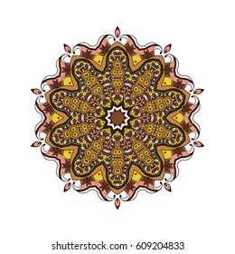 Round mandalas in vector. Abstract design element. Decorative retro ornament. Graphic template for your design.