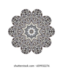 Round mandalas in vector. Abstract design element. Decorative retro ornament. Graphic template for your design.