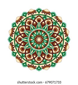 Round mandalas in vector. Abstract design element. Decorative retro ornament. Graphic template for your design.