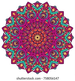 Round mandalas in vector. Abstract design element. Decorative retro ornament. Graphic template for your design