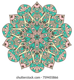 Round mandalas in vector. Abstract design element. Decorative retro ornament. Graphic template for your design
