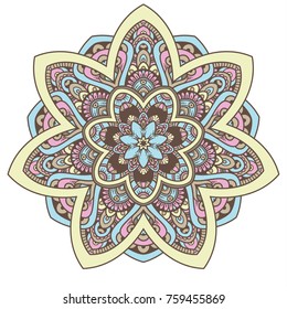 Round mandalas in vector. Abstract design element. Decorative retro ornament. Graphic template for your design