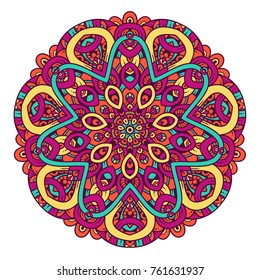 Round mandalas in vector. Abstract design element. Decorative retro ornament. Graphic template for your design.