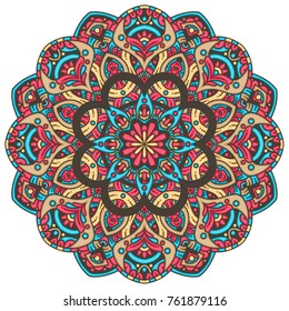 Round mandalas in vector. Abstract design element. Decorative retro ornament. Graphic template for your design.
