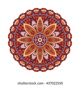 Round mandalas in vector. Graphic template for your design. Decorative retro ornament. Hand drawn background with flowers.