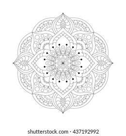 Round mandalas in vector. Graphic template for your design. Decorative retro ornament. Hand drawn background with flowers.