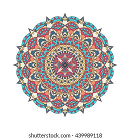 Round mandalas in vector. Graphic template for your design. Decorative retro ornament. Hand drawn background with flowers.