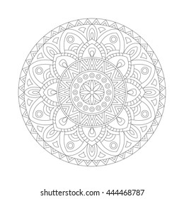 Round mandalas in vector. Graphic template for your design. Decorative retro ornament. Hand drawn background with flowers.