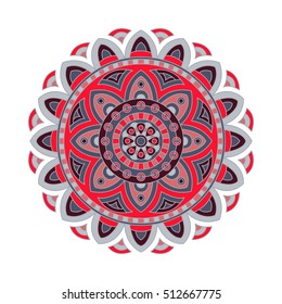 Round mandalas in vector. Graphic template for your design. Decorative retro ornament. Hand drawn background with flowers.