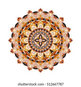 Round mandalas in vector. Graphic template for your design. Decorative retro ornament. Hand drawn background with flowers.