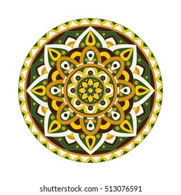 Round mandalas in vector. Graphic template for your design. Decorative retro ornament. Hand drawn background with flowers.