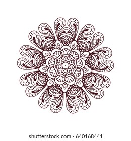 Round mandalas in vector. Graphic template for your design. Decorative retro ornament. Hand drawn background with flowers.