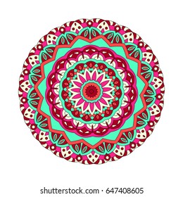 Round mandalas in vector. Graphic template for your design. Decorative retro ornament. Hand drawn background with flowers.