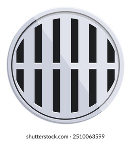 Round manhole cover is casting a shadow on white background
