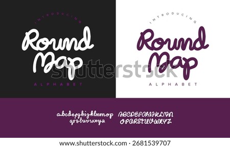 Round Map alphabet font with bold brush strokes, ideal for posters, logos, and fun creative projects