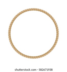 Round marine rope frame for photo or text. Vintage framework isolated on white background. Vector illustration. EPS 10.