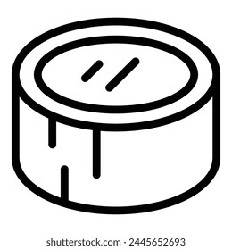 Vector de contorno de icono de segmento de médula redondeada. Pieza de calabacín. Verdura de verano picada