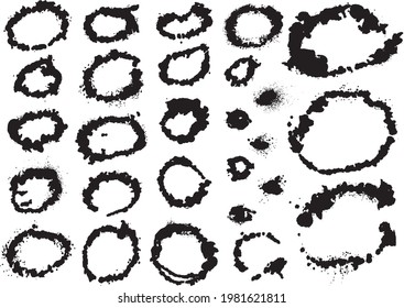 Round material drawn with ink