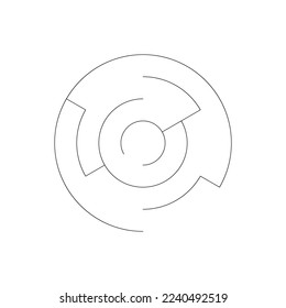 Round maze for children. Simple puzzle: "Linear maze". Vector illustration of a children's toy. Easy medium to high difficulty. Labyrinth with entrance and exit without clues