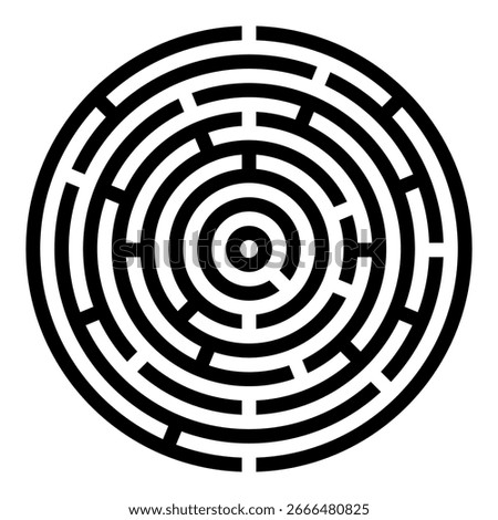 Round Maze Complex Puzzle Game Linear Design Vector Illustration