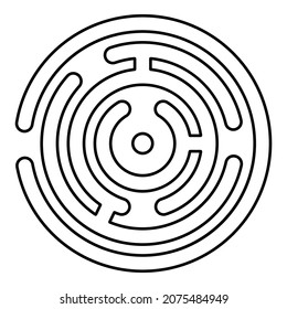 Round Maze contour outline icon black color vector illustration flat style simple image