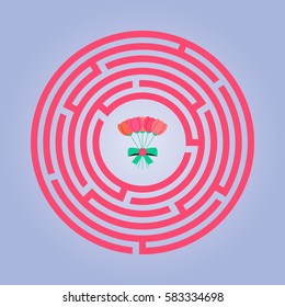 Round maze with flowers at the center.