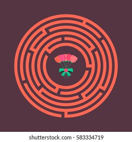 Round maze with flowers at the center.