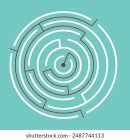 Round Maze Game Labyrinth Puzzle Vector Illustration