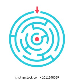 Round maze game vector pictogram isolated on white background