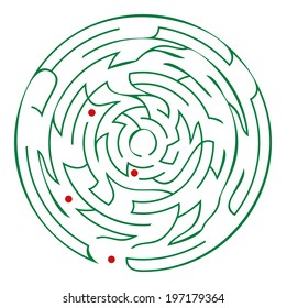 Round maze with help on a white background
