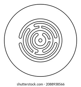 Round Maze icon in circle round black color vector illustration image outline contour line thin style simple