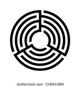 Round maze icon. Flat design. Stock vector. Triple maze