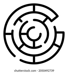 Round maze icon. Outline round maze vector icon for web design isolated on white background
