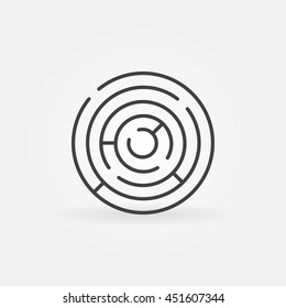 Round maze icon. Vector minimal circle labyrinth symbol or logo element in thin line style