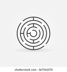 Round Maze Icon - Vector Simple Circle Labyrinth Sign Or Logo Element In Thin Line Style
