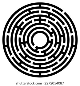 Round Maze Isolated on White Background. Circle Labyrinth