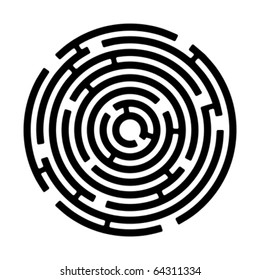 round maze isolated on white, vector illustration