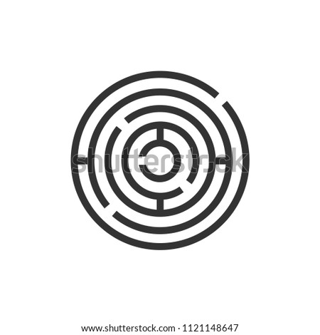 Round maze labyrinth icon line style