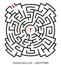 Round maze or labyrinth template for mastering various activity designs and projects. You can recolor it, add characters and legend, rotate or reflect.