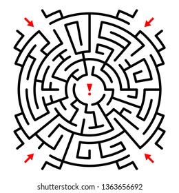 Round maze or labyrinth template for mastering various activity designs and projects. You can recolor it, add characters and legend, rotate or reflect.