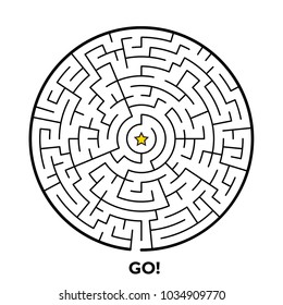 Round maze puzzle isolated on white background. Vector illustration for your graphic design.