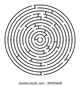 round maze, vector art illustration; easy to change colors